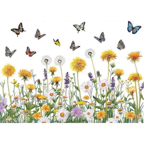 Stickers muraux fleurs de jardin : Papillons et fleurs pour le printemps et l'été (1/4)