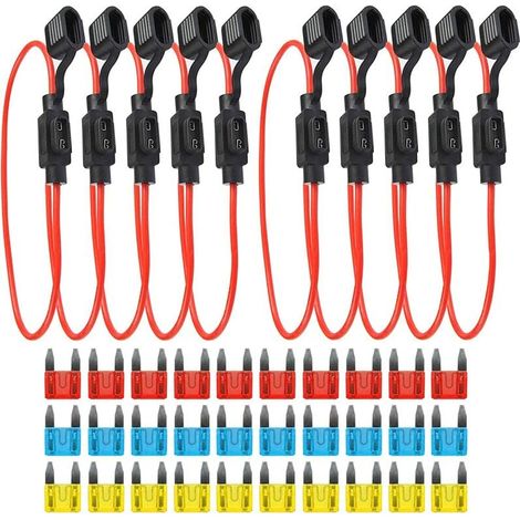 10er-Pack Kfz-Sicherungshalter mit vollständig gekapseltem Gehäuse, Flachsicherungshalter, wasserdichter Auto-Sicherungshalter, Inline-Flachsicherungshalter (1/3)