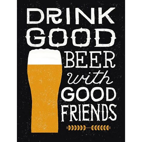Panneau en bois 40x30 cm : alcool, bonne bière entre amis (1/3)