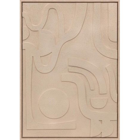 Atmosphera – Tableau déco en relief 50x70cm – Design texturé 3D – Polyester et MDF – Poids 1,24kg – Couleur beige (1/5)