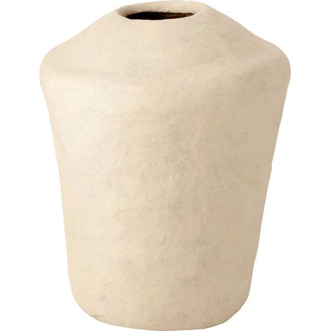 Vase blanc en papier mâché style artisanal grande contenance - Blanc naturel mat artisanal (1/4)