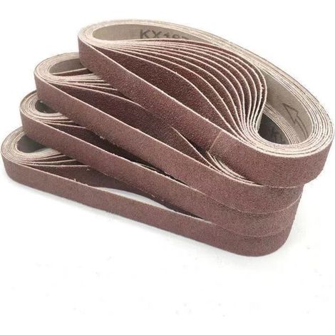 Packung mit 40 Schleifbändern, 15 mm x 452 mm, Körnung 60, Aluminiumoxid - Für Holzbearbeitung, Metallpolitur, Messerschärfen