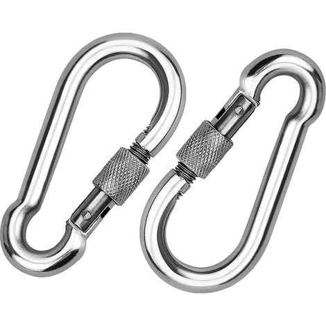 2 Pièces 304 Mousqueton en INOX, Mousqueton à Vis en Acier INOX, Mousqueton en Acier INOX, pour Accrocher des Cordes, des Chaînes, des Ceintures, des Câbles (1/5)