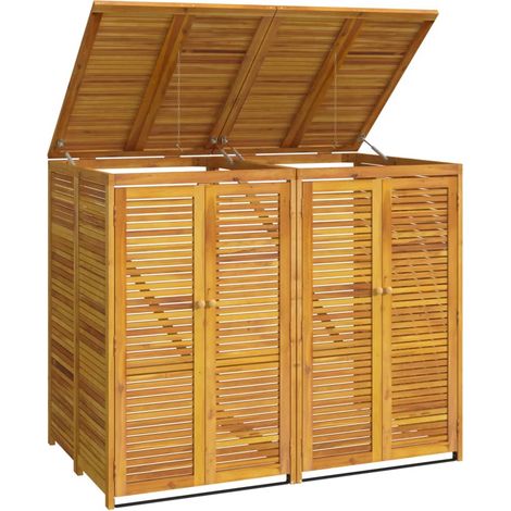 Double Garbage Bin Shed 140x89x117 cm Solid Wood Acacia vidaXL