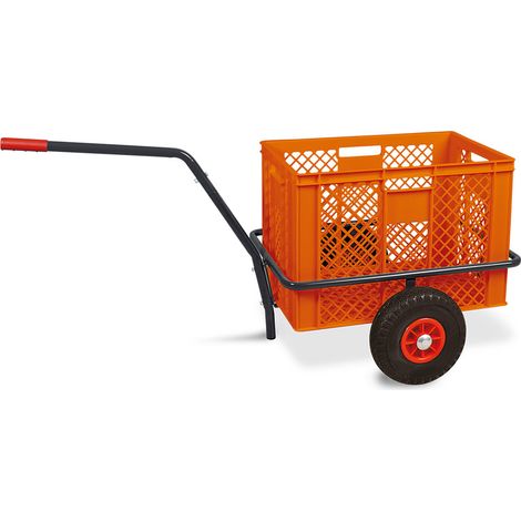 BRB Handwagen mit Kunststoffkorb H 410 mm, LxBxH 1250x640x660 mm, Tragkraft 200 kg (orange)