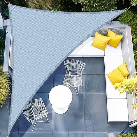 Sonnensegel Dreieckig Wasserdicht 5x5x7m UV Schutz 5x5x7 Graublau (1/5)