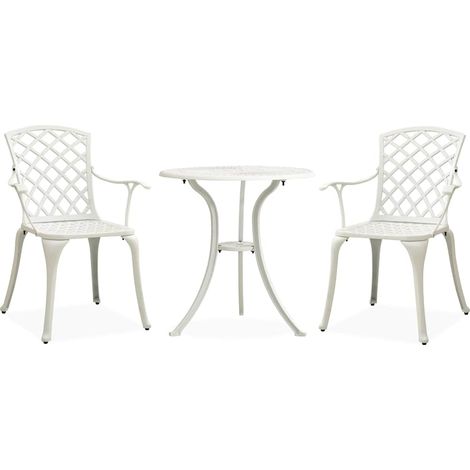 Ensemble de bistro 3 pcs-Salon de jardin bistro Aluminium coulé Blanc 217400 (1/5)