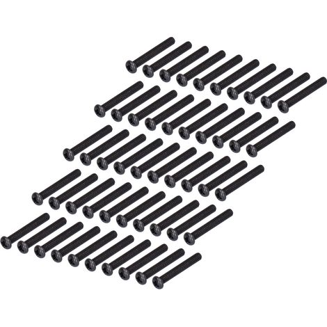 50 vis à métaux à tête ronde en acier DIN 7985, entièrement filetées, boulons de fixation zingués noirs, M3x20 (1/5)