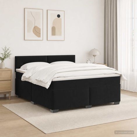 vidaXL Lit de box spring avec matelas et LED Noir 160 x 200 cm Velours (1/5)