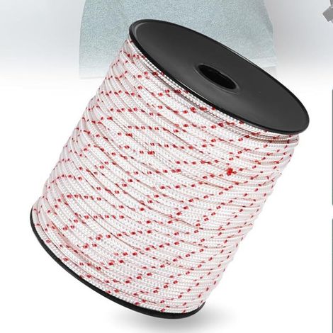 Reverse start rope, 6mm, 100m, for lawnmowers/chainsaws/trimmers/brushes, white and red. (1/4)