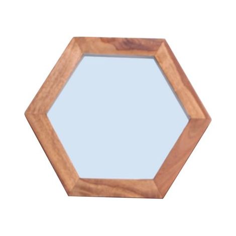 Miroir Hexagonal en Bois d'Acacia Fait Main pour Décoration Murale Moderne - PANGIVO (1/5)