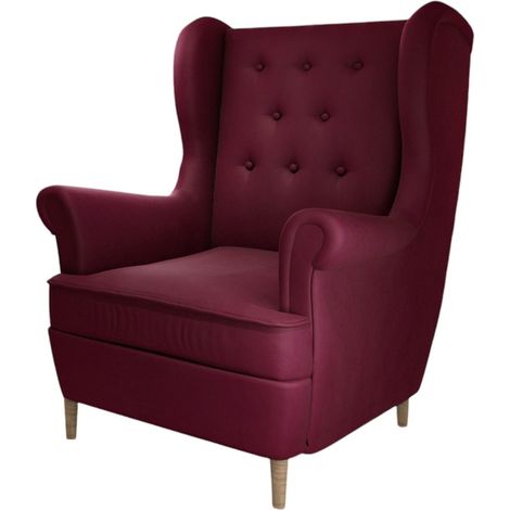 Fauteuil bergère LIZZI – Élégance intemporelle et confort royal-Bordeaux (1/5)