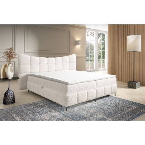 Boxspringbett Bett Schlafzimmerbett NOVA 160x200cm Stoff Rolf Creme (1/5)
