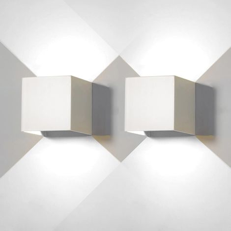 2er-Pack LED-Wandleuchten für den Innen- und Außenbereich, moderne Außenwandlampen, Weiß (1/5)
