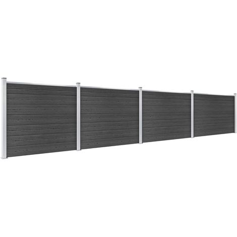Clôture WPC/Ensemble de Panneau de Clôture,Barrière de jardin 699x146 cm Gris -69672 (1/5)