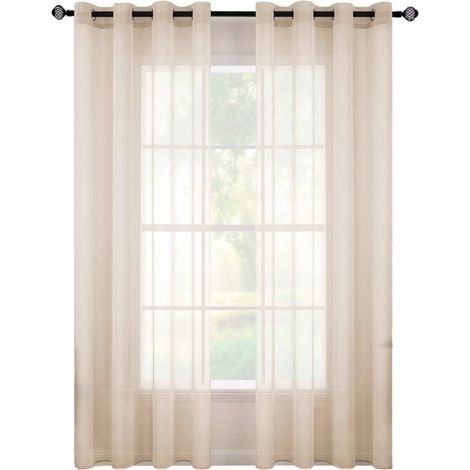 Confezione da 2 tende in voile trasparente con occhielli, 140x225 cm, per soggiorno e camera da letto.