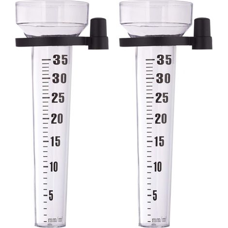 Transparent Lot de 2 pluviomètres, à Fixation, Compteur pour Le Jardin, Gros Affichage, 35 mm/m², Plastique, 2er Pack 10025387