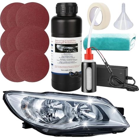 Kit de restauration de phares, volume de 500 ml, matériau en polymère, méthode d'application à la vapeur, compatible avec la plupart des phares, formulation non toxique (1/5)