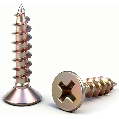 50 Pièces Vis à Bois Fixations Autotaraudeuses M3x6mm, Éléments Cruciformes à Tête Plate, Vis Autoperçantes pour Meubles en Bois (1/5)
