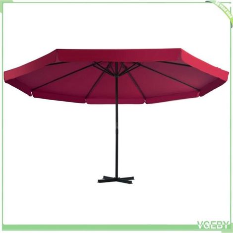 Parasol de jardin - FAFEICY - 276325 - Rouge - Ø5 m - Hauteur 3,85 m - Manivelle (1/5)
