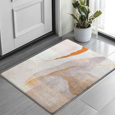 Tapis Salon à Poils Courts Antidérapant - Tapis de Chambre Moderne Abstrait,Super Doux Decoration Maison Grand Interieur Moquette,Brun/Or,80x120cm (1/5)