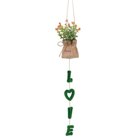 Panier de fleurs suspendu « Love » en plastique et lin, fleurs artificielles suspendues pour la maison et le mariage (1/5)