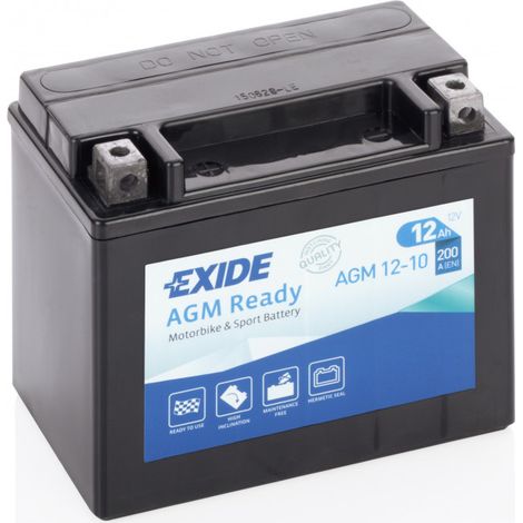 Batterie moto Exide AGM12-10 YTX12-BS 12v 10ah 150A (1/3)