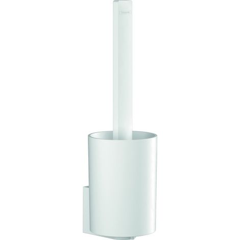 Hansgrohe – Brosse WC avec support en plastique blanc mat – Fixation dissimulée – Installation par collage ou perçage – 27927700