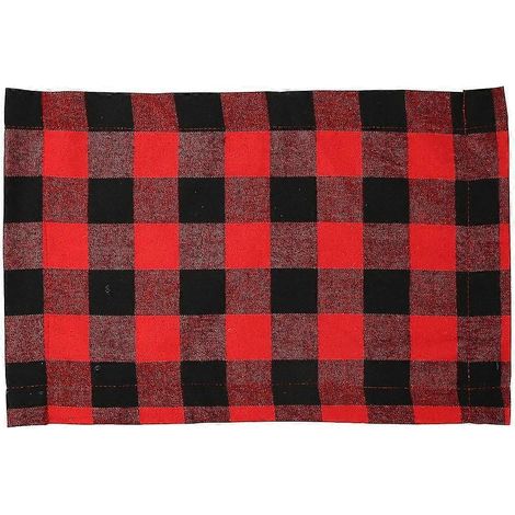 Set de table à carreaux de Noël, en tissu non tissé doux, résistant à la chaleur et lavable, 43 x 30 cm (17 x 12 pouces), pour la décoration de table. (1/5)