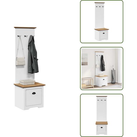 vidaXL Flurschrank mit Haken BODO Weiß und Braun 50x40x157 cm (1/5)