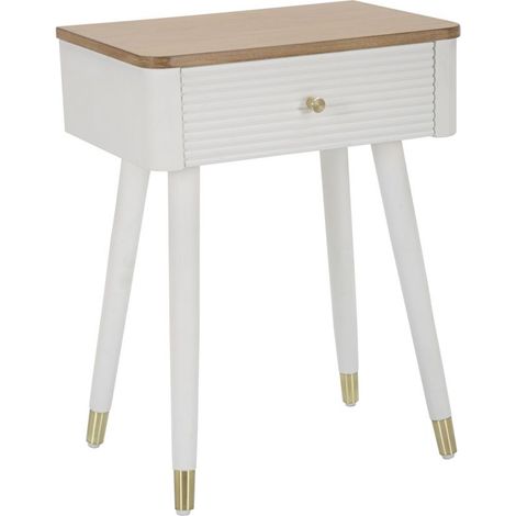 Comodino Matera 45x62x32 cm in Legno MDF e Ferro Bianco/Marrone (1/5)