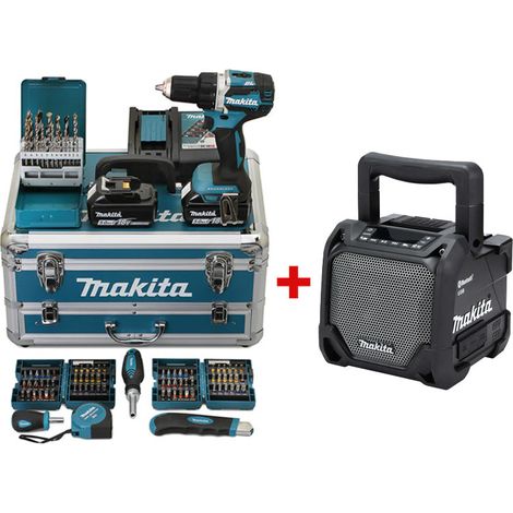 Taladro atornillador MAKITA LXT DDF484RTX6 con accesorios + Altavoz DMR202B