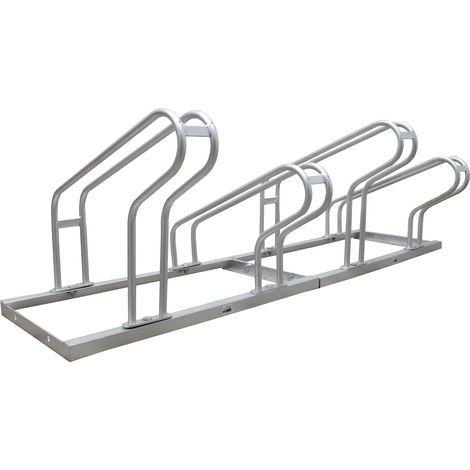 Fahrradständer für 4 Fahrräder höhenversetzt 140x45 cm Stahl feuerverzinkt 2x2 Bodenparker in grau