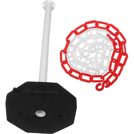 Poteau de Délimitation en Plastique avec Base Remplissable D'eau, Barrière de Sécurité avec Chaîne Rouge et Blanche 1 M, Borne de Stationnement Résistante aux Intempéries (1/5)