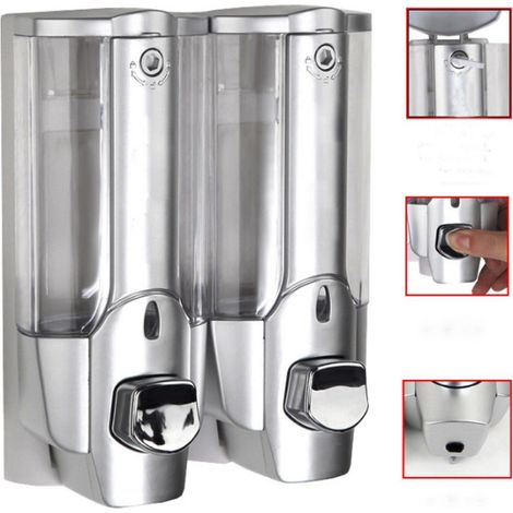 Kaela - Dispenser Doppio Erogatore Sapone Manuale Dosatore Professionale A Muro 700 Ml -