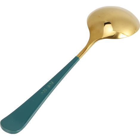 Ensemble de 5 cuillères à soupe en acier inoxydable, cuillères pour enfants, couverts, ustensiles de cuisine (vert)