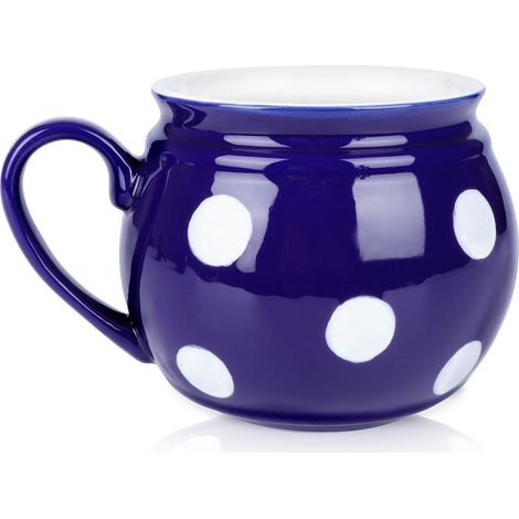 Blauer Keramikbecher mit weißen Punkten, 850 ml (1/5)