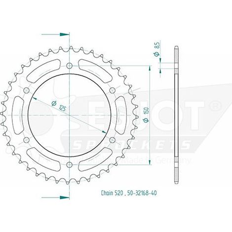 Esjot - Couronne - 520 - 40 dents