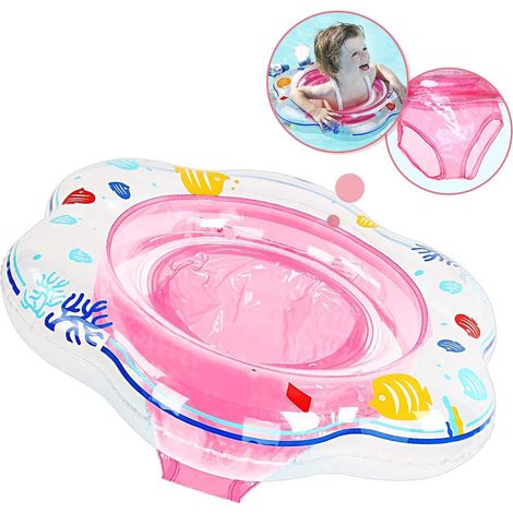 Rosa Babybadewannen-Schwimmring, aufblasbarer Kinderschwimmring mit Sitz, geeignet für Babys und Kleinkinder von 12 bis 48 Monaten, wasserdichter Schwimmring, ideal für Planschbecken (unter Aufsicht v (1/5)
