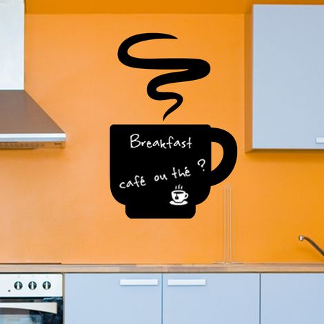 Sticker ardoise tableau noir - stickers muraux adhésif effaçable - CAFÉ CHAUD - 40x30cm (1/3)