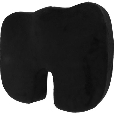 Bürositzkissen (Chile) – Ergonomisches Memory-Schaum-Kissen für Büro, Arbeitszimmer oder Studentensitz, kurzer Samtbezug, schwarz