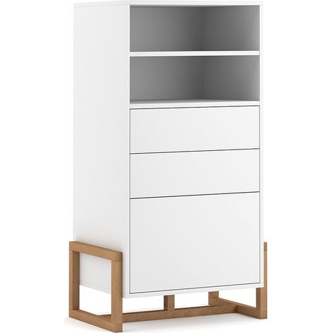 Buffet haut 2 tiroirs 1 porte Oslo blanc (1/5)