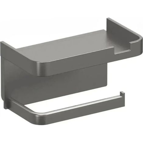 Porte-papier toilette double couche gris, étagère de rangement en plastique, porte-serviettes de cuisine, support mural pour salle de bain, rouleau d'essuie-tout, organiseur de téléphone (1/5)