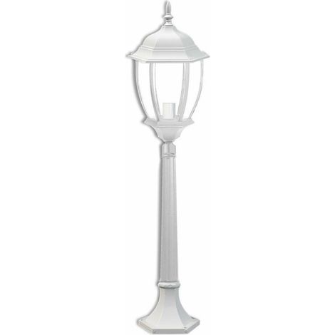 Trade Shop - GARTENLAMPE 870MM GLASLATERNE E27 AUSSENLEUCHTE ALUMINIUM ES39 WEISS - (1/3)