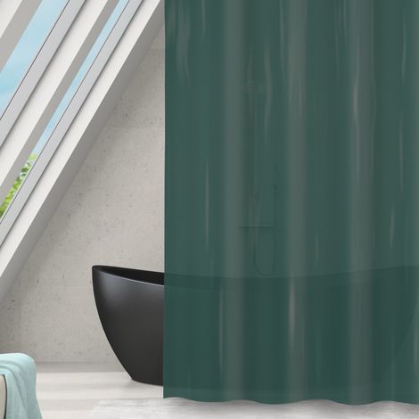 Cortina de ducha Poliéster ROMANA 180x180cm Verde oscuro transparente MSV