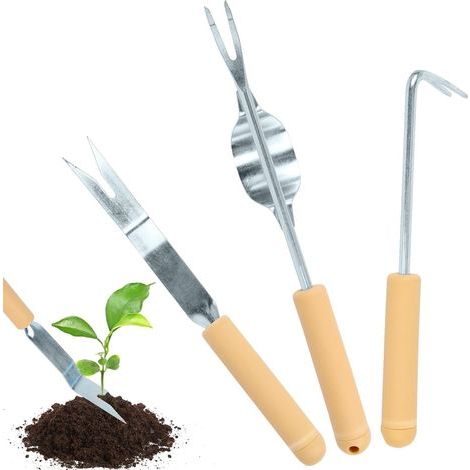 Ensemble d'outils de jardin haute performance avec truelle, outils de jardinage et désherbeur en acier inoxydable avec manche en bois (1/5)