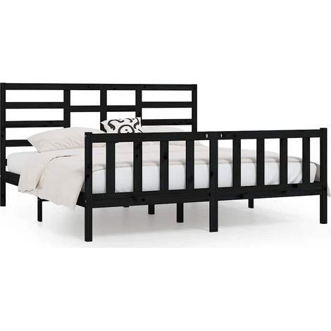 Maison Exclusive - Massivholzbett Schwarz Kiefer 200x200 cm