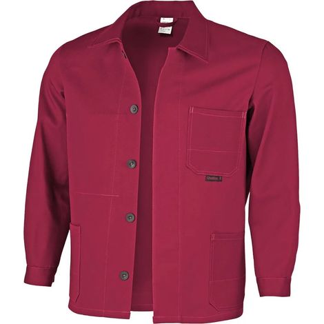 Veste de travail Qualitex - veste d'atelier longue et populaire en pur coton (320 g/m²) - coloris : rouge - Taille homme : 98 (1/4)