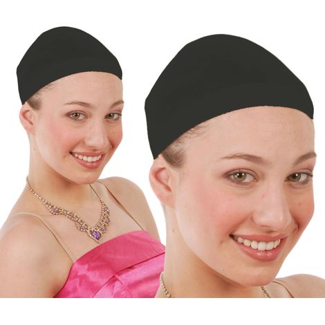 Bonnet en filet noir pour perruque, costume, lot de 2.