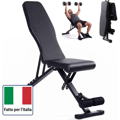 Relaxdays Panca pesi pieghevole, fino a 200 kg, schienale regolabile, 3 in 1, nera (1/5)